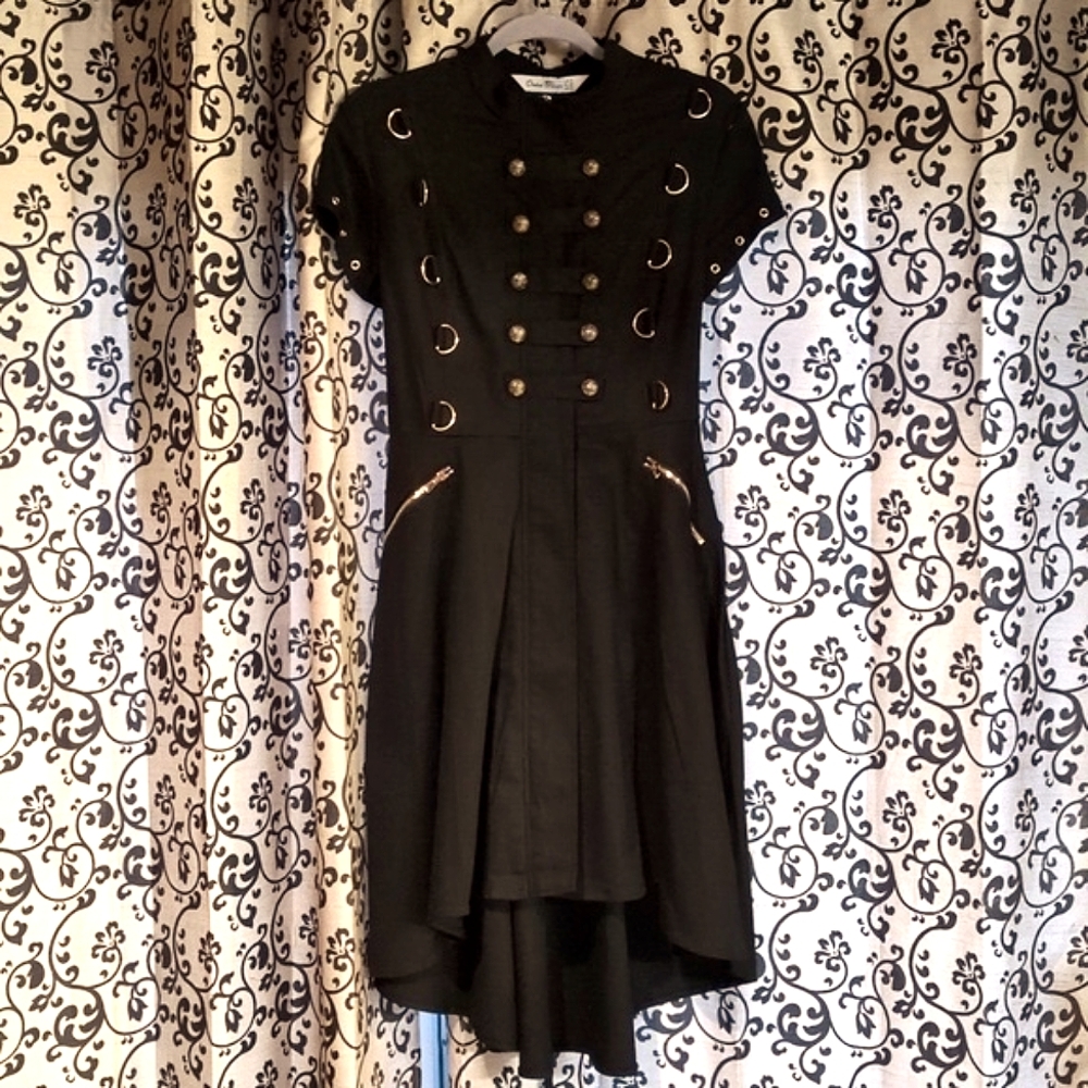 Orchid Bloom Underworld Black Military-Inspired Goth Dress 6